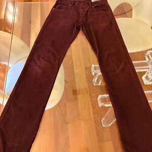 Rag & Bone Maroon Corduroy Slim Straight Pants Men's Size 29